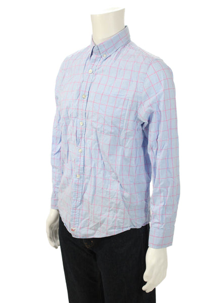 Vineyard Vines Mens Button Front Long Sleeve Plaid Murray Shirt Blue Pink Medium