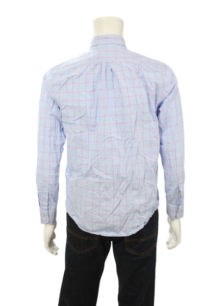 Vineyard Vines Mens Button Front Long Sleeve Plaid Murray Shirt Blue Pink Medium
