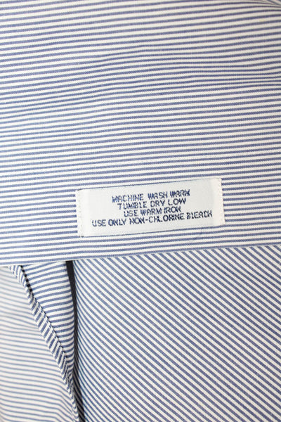 Brooks Brothers Mens Button Front Collared Striped Shirt Blue White Cotton XL