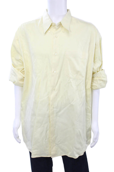 Brooks Brothers Mens Button Front Collared Striped Shirt Blue White Cotton XL