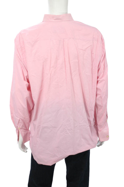 Vineyard Vines Mens Button Front Collared Tucker Shirt Pink White Size XL