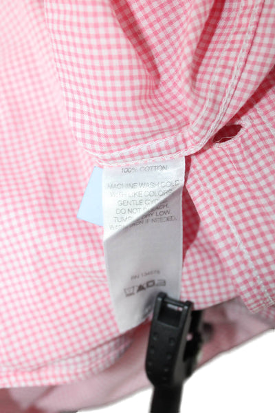 Vineyard Vines Mens Button Front Long Sleeve Collared Plaid Shirt Pink White XL
