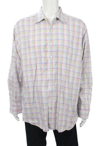 Vineyard Vines Mens Button Front Collared Plaid Shirt White Multi Size XL