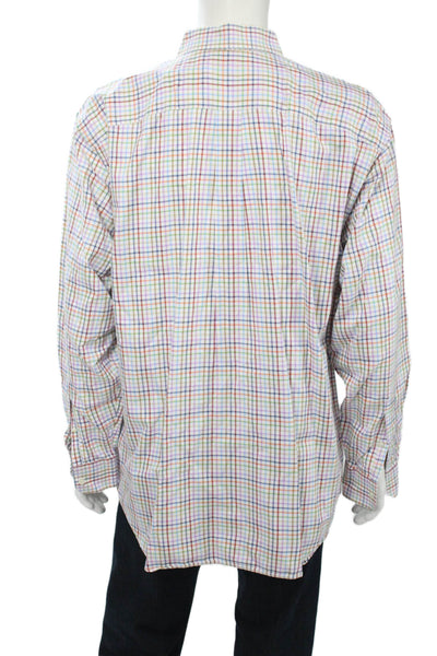 Vineyard Vines Mens Button Front Collared Plaid Shirt White Multi Size XL