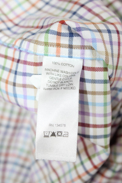 Vineyard Vines Mens Button Front Collared Plaid Shirt White Multi Size XL