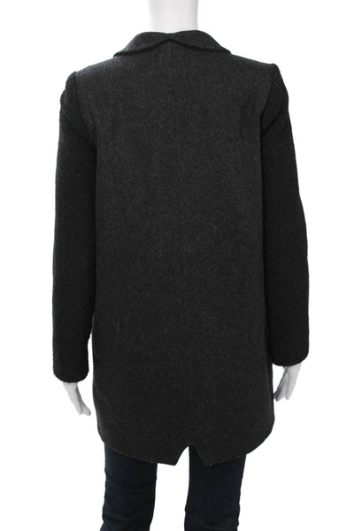 Ba&Sh Womens Black Cotton Overcoat Button Collared Long Sleeve Size 1