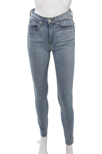 Rag & Bone Women Skinny Ankle Jeans Light Blue Mid Rise Inseam 30 Size 25