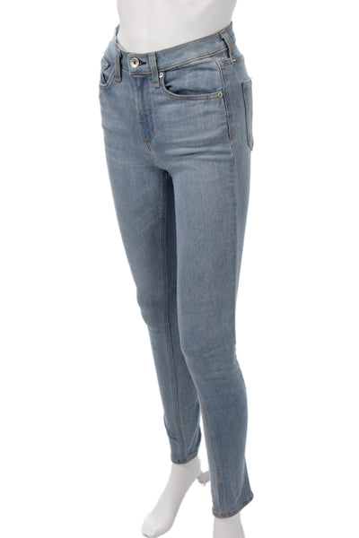 Rag & Bone Women Skinny Ankle Jeans Light Blue Mid Rise Inseam 30 Size 25