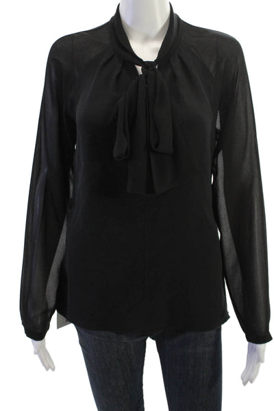 Lafayette 148 New York Womens Black High Neck Blouse Size 2P