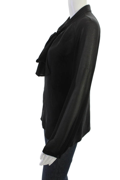 Lafayette 148 New York Womens Black High Neck Blouse Size 2P