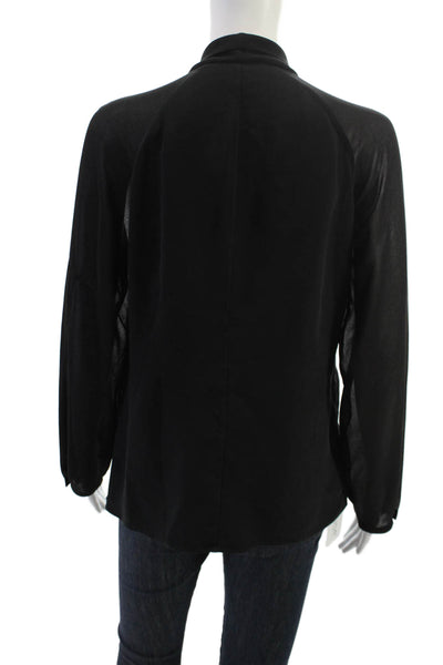 Lafayette 148 New York Womens Black High Neck Blouse Size 2P