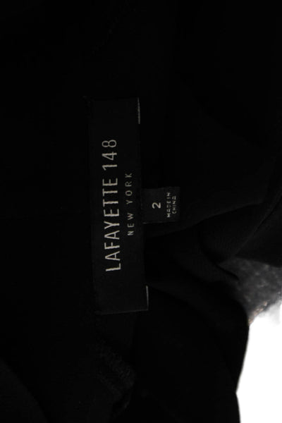 Lafayette 148 New York Womens Black High Neck Blouse Size 2P