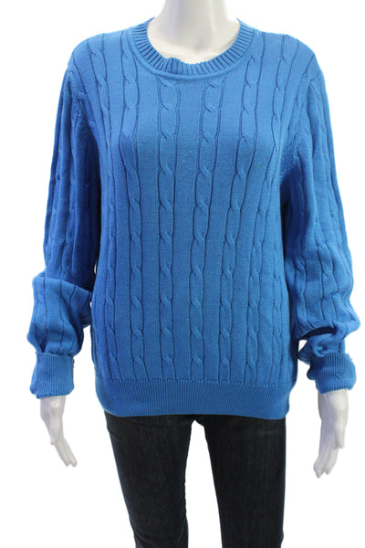 Kiltee Unisex Pullover Blue Pima Cotton Crew Neck Long Sleeve Size M