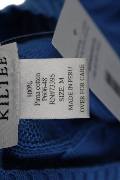 Kiltee Unisex Pullover Blue Pima Cotton Crew Neck Long Sleeve Size M