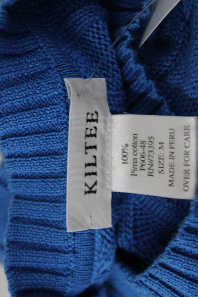 Kiltee Unisex Pullover Blue Pima Cotton Crew Neck Long Sleeve Size M