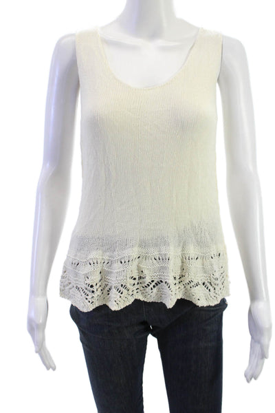 Georgina Women Sleeveless Basic Tank Beige Cotton Round Neck Size S