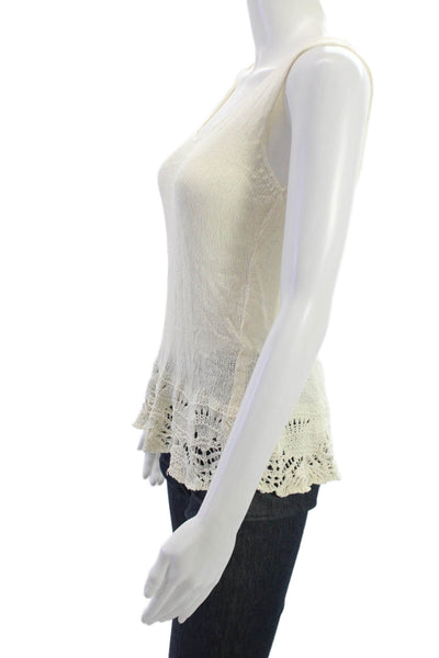 Georgina Women Sleeveless Basic Tank Beige Cotton Round Neck Size S