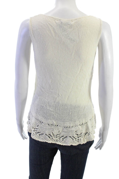 Georgina Women Sleeveless Basic Tank Beige Cotton Round Neck Size S