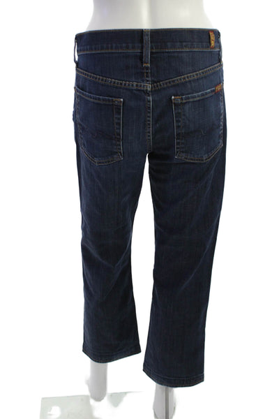 7 For All Mankind Womens Cropped Dark Blue Jeans Size 29