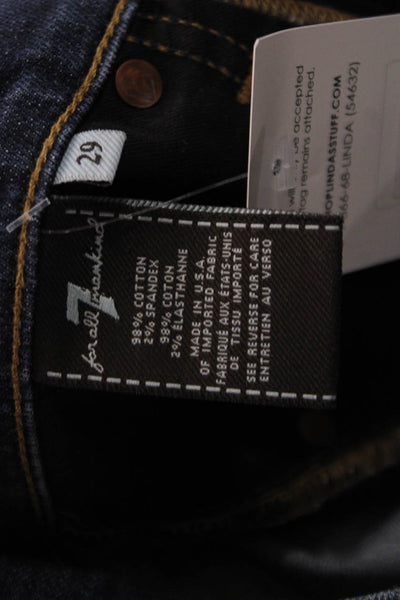 7 For All Mankind Womens Cropped Dark Blue Jeans Size 29