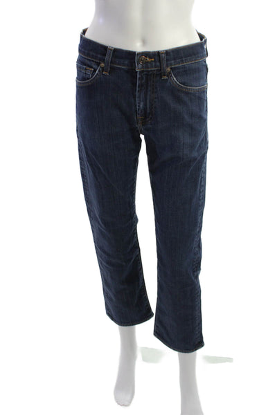 7 For All Mankind Women Cropped Dark Blue Jeans Size 28