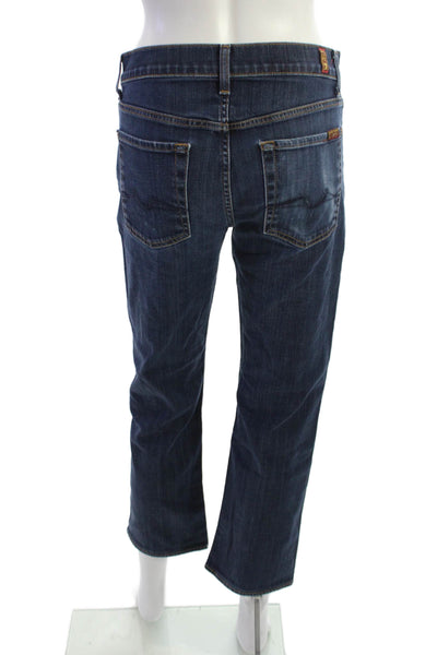 7 For All Mankind Women Cropped Dark Blue Jeans Size 28