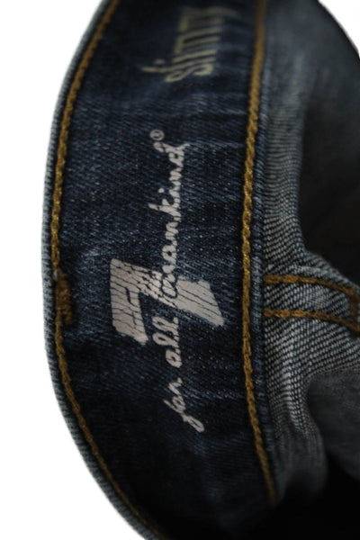 7 For All Mankind Women Cropped Dark Blue Jeans Size 28