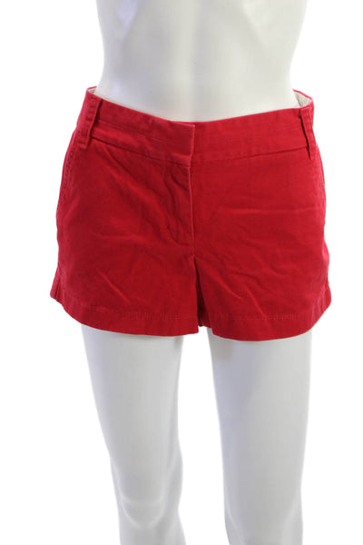 J Crew Unisex Chino Shorts Red 100% Cotton Button Waist Size 6