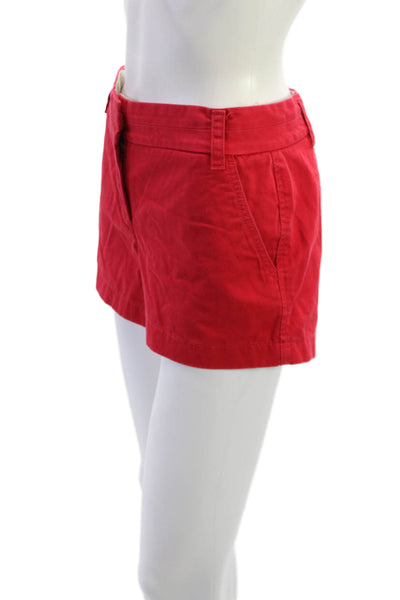 J Crew Unisex Chino Shorts Red 100% Cotton Button Waist Size 6