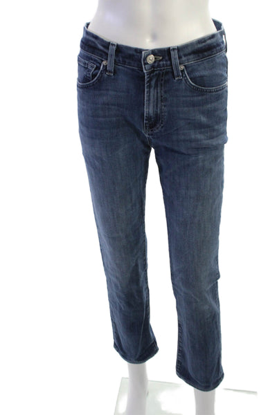 7 For All Mankind Womens Cropped Ankle Dark Blue Jeans Size 28