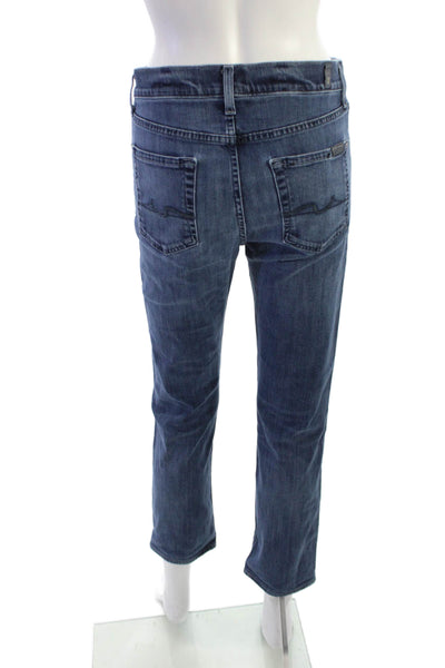 7 For All Mankind Womens Cropped Ankle Dark Blue Jeans Size 28
