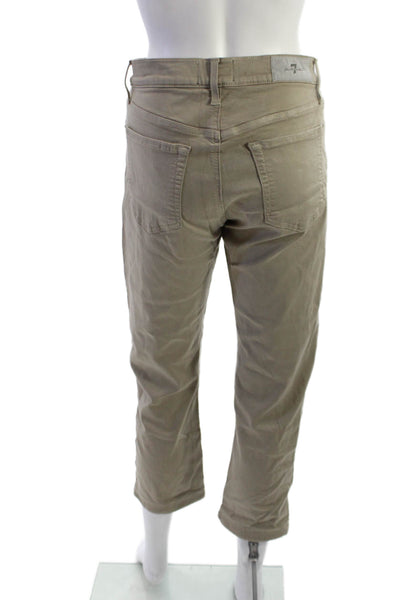 7 For All Mankind Unisex Cropped Ankle Khakis Pants Beige Size 28