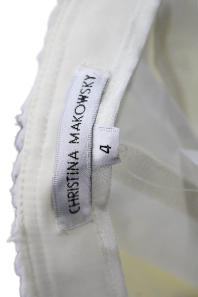 Christina Makowsky Women Dress Pants White Cotton Blend Zip Size 4