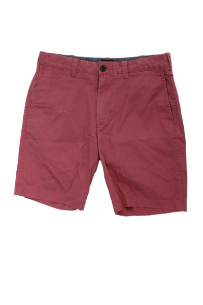J Crew Men Red Chino Shorts Button Closure Cotton Stretch Size 29
