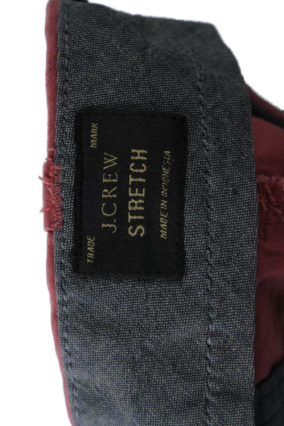 J Crew Men Red Chino Shorts Button Closure Cotton Stretch Size 29