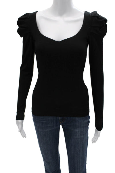 Amanda Uprichard Women Black Long Sleeve Zip Blouse Petite Size S