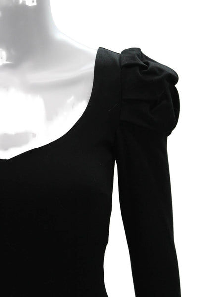 Amanda Uprichard Women Black Long Sleeve Zip Blouse Petite Size S