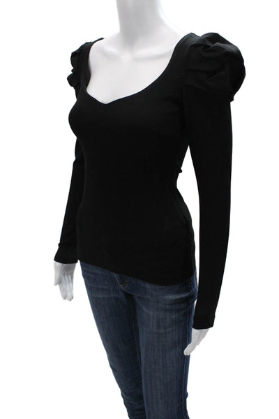 Amanda Uprichard Women Black Long Sleeve Zip Blouse Petite Size S