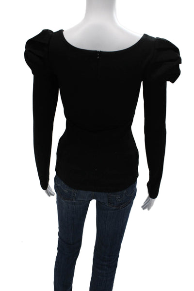 Amanda Uprichard Women Black Long Sleeve Zip Blouse Petite Size S