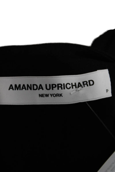 Amanda Uprichard Women Black Long Sleeve Zip Blouse Petite Size S