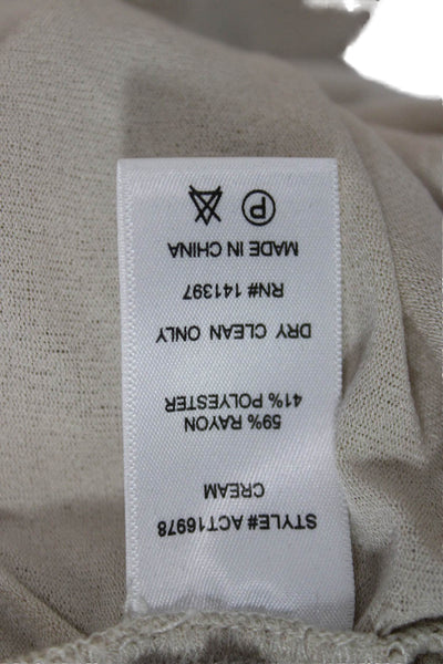 ASTR Womens Beige V-Neck Long Sleeve Blouse Size S