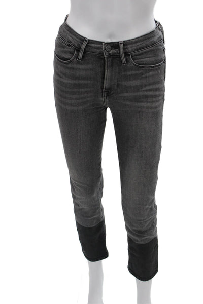 Frame Denim Women Dark Gray Cropped Ankle Skinny Jeans Mid Rise Size 25