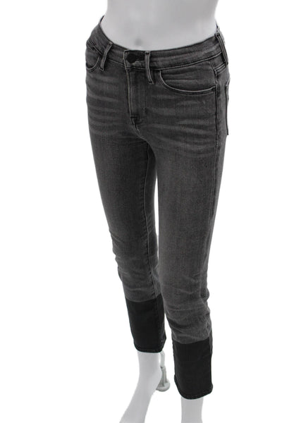 Frame Denim Women Dark Gray Cropped Ankle Skinny Jeans Mid Rise Size 25