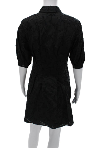 Club Monaco Women Shirt Dress Black Collared Button Short Sleeve Size 00