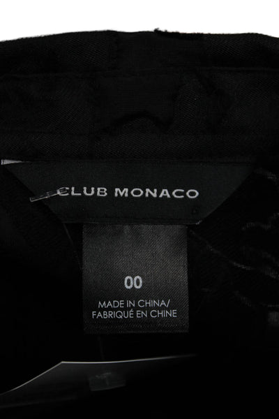 Club Monaco Women Shirt Dress Black Collared Button Short Sleeve Size 00
