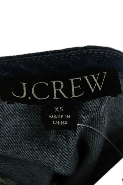 J Crew Womens Overall Dress Dark Blue Cotton Square Neck Size XS