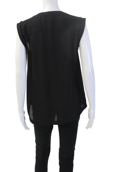 J Crew Women Basic Black Sleeveless Crew Neck Blouse Size 4