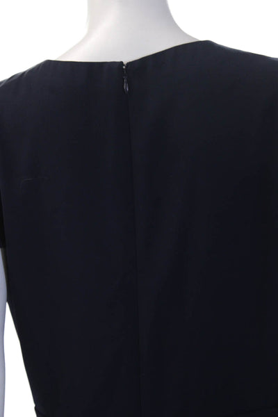 Parker Women Dark Blue V-Neck Short Sleeve Jumpsuit Solid Polyester Size 10