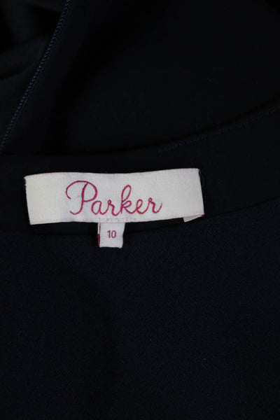 Parker Women Dark Blue V-Neck Short Sleeve Jumpsuit Solid Polyester Size 10