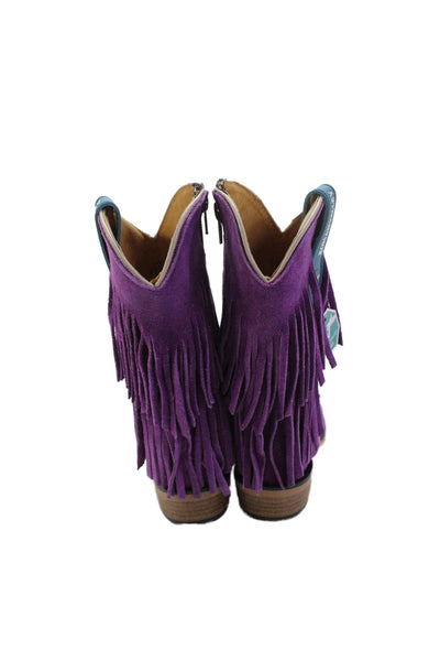 Roman Valley Kids Childrens Girls Suede Fringe Cowboy Boots Purple Size 10